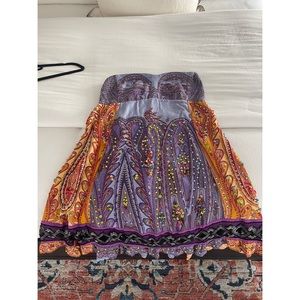 Vintage Free People Purple and Orange Beaded Dress